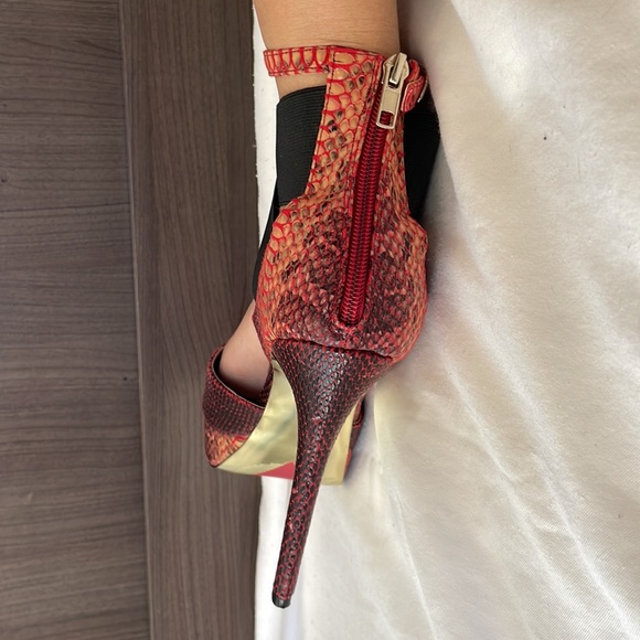 Luichiny snake skin /reddish pattern platform heel - Picture 6 of 8
